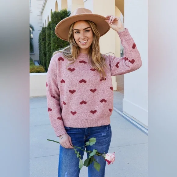 Cozy Love Long Sleeve Heart Sweater - Picture 3 of 7